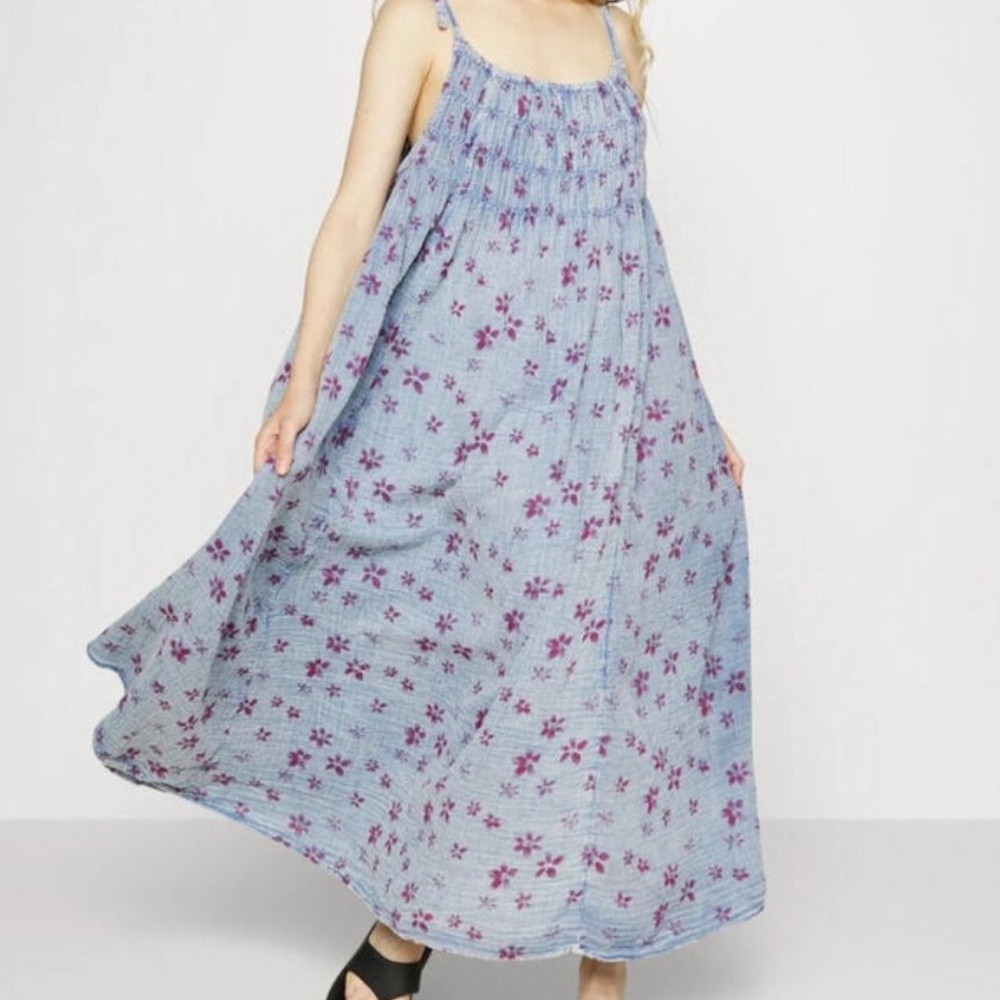 Free People Floral Blue Maxi Sundress
